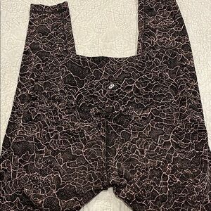 lululemon athletica Black and Pink Lace Pattern Leggings